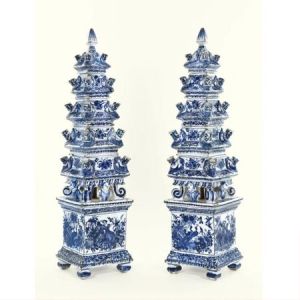 A pair of Delft single flower-vases, similar in style to those in the Royal Collection