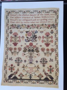 Sampler worked by Elizabeth Wade, 1824. (c) Fitzwilliam Museum Enterprises Ltd.