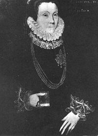 This unsatisfactory image is a portrait of Lady Bacon aged 51, attributed to George Gower