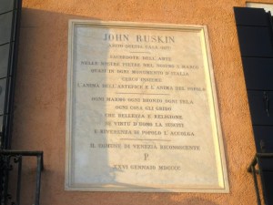 The commemorative tablet at Pensione La Calcina, Zattere