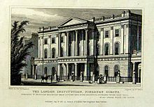 The London Insitution, in its third home at Finsbury Circus, 1815. The building was demolished in 1936.