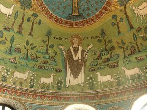 S. Apollinare and his sheep, also symbolic of Christs and his disciples