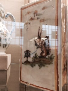 A squirrel winding wool: sorry about the reflections!