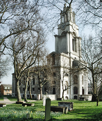 Hawksmoor's church of St Anne, Limehouse, today.