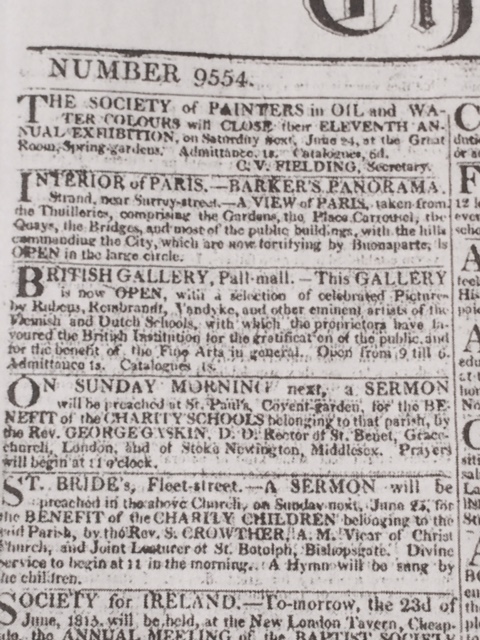 Page 1 of The Times of 22 June 1815.