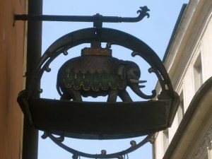 This splendid elephant marks an apothecary's shop.