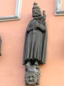 Frederick II, on the bridge tower. The person he is standing on prefers to remain anonymous.