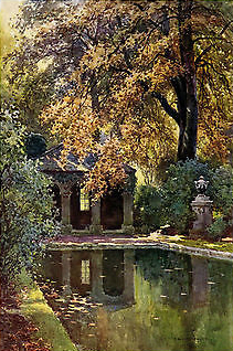 The pond at Christ's in the 1920s.