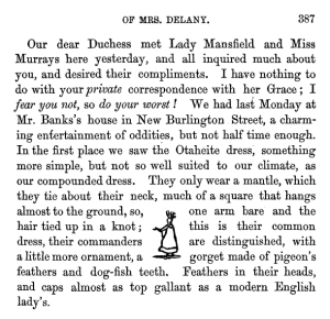 Mrs Delany recounts  to her niece the curiosities in Banks' collection.