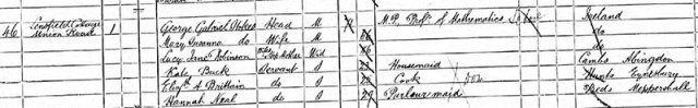 The 1891 census entry for the Stokes household.