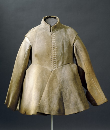 This is the buff coat of Gustavus II Adolf, king of Sweden. Sadly, protective clothing did not save his life at the battle of Lützen in 1632. Is it elk-skin?