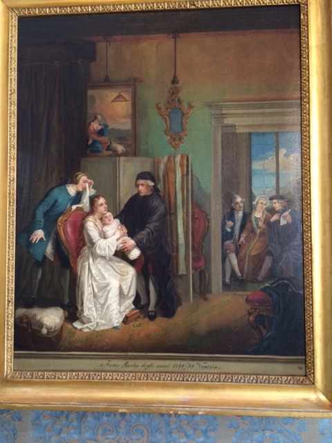 The infant Pietro, in his swaddling clothes, is taken from his mother, Teresa Vedova.