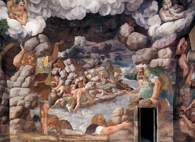 A section of the Sala dei Giganti fresco.