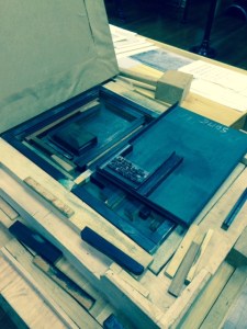 Getting ready to move lines of type into the forme.