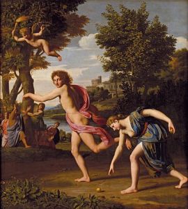 Atalanta is distracted by bling, by Nicolas Colombel (1644–1717).