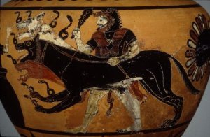 Hercules carts Cerberus off from the Underworld ...