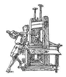 Dürer's sketch of a press in action.