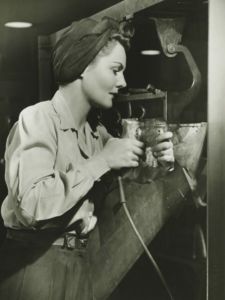 A factory worker, and a couple of fashion icons in scarves.