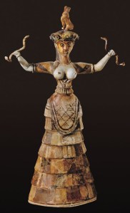 Minoan figurine from Crete, the so-called 'Snake Goddess', not veiled.