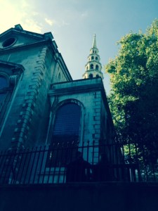 St Bride's Church from Bride Lane.