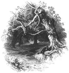 Illustration by Myles Birket Foster for Gray's 'Elegy', in the collection of Favourite English Poems, published in 1862 by Sampson Low.