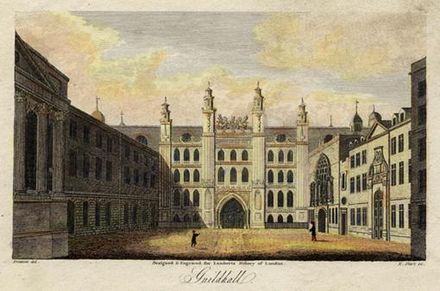 The Guildhall, seat of London's goverment, about 1805.
