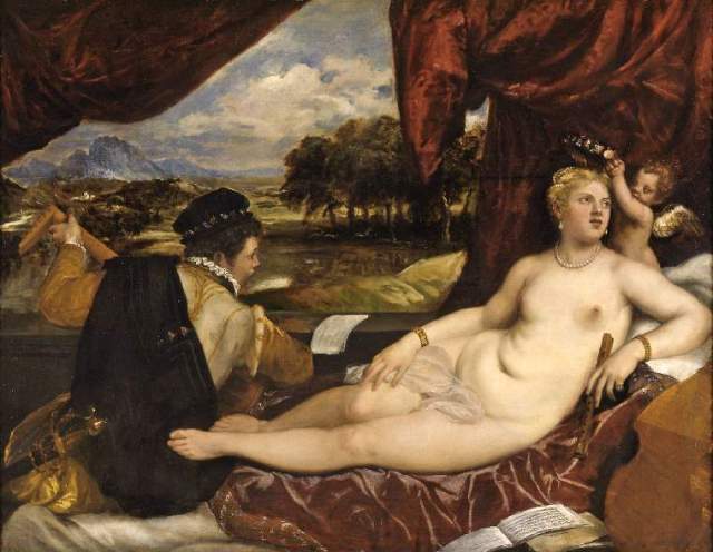 Titian's 'Venus with lute-player'. Credit: the Fitzwilliam Museum.