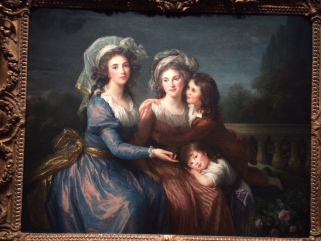 The two marquises: look at the incredible technical skill used to depict the 'shot' effect in the blue silk dress.