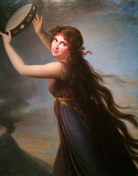 Emma Hamilton as a Bacchante, with Vesuvius in the background.