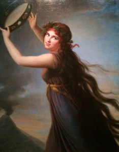 Emma Hamilton as a Bacchante, painted by Elisabeth Vigée Le Brun in Naples, 1791.