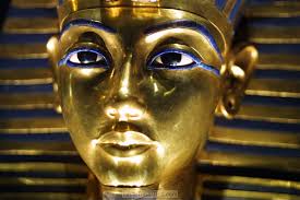 The face-mask of Tutankhamun, inlaid with lapis lazuli.