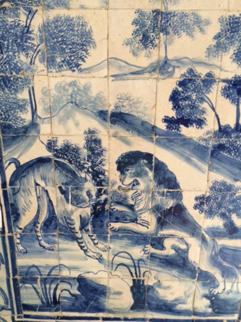 A lion meets a tiger.