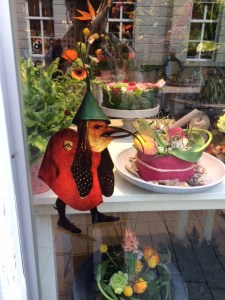 Here he is in a florist's window ...