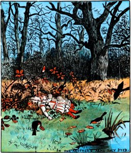This illustration by Randolph Caldecott is one of a sequence for 'The Children in the Wood'.