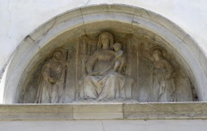 The tympanum over the door.