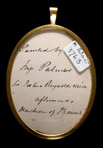 The back of the miniature, with the note on the artist. (Credit: The Fitzwilliam Museum)