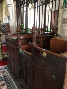 ... and the Bourn Hall pew, with its brass plate.