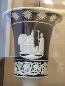 A Staffordshire vase, c.1806, commemorating the deaths of naval heroes Howe and Nelson.
