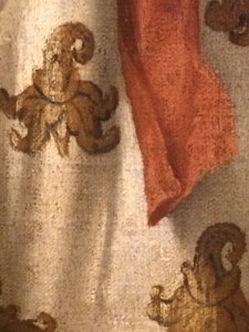 One of the Magi is wearing this lovely patterned silk, in an 'Adoration' by Bonifacio de' Pitati.