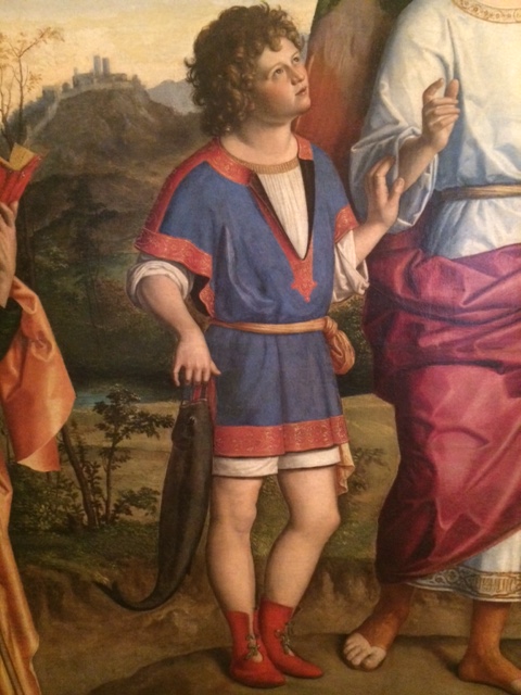 Cima's very young Tobias, carrying the fish. The dog (below) is also unusually small.