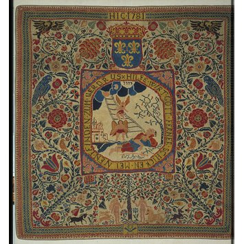 This 'masterpiece, from Strasbourg, is now in the Victoria and Albert Museum. Apparently, the journeyman had to produce 'a cap, a woollen jacket, a pair of gloves with fingers, and a wallhanging patterned with flowers'.