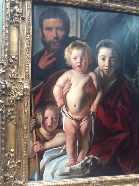 The Holy Family with the infant St John, by Jacob Jordaens. The contrast between the sensitively depicted mother and the bizarre child is almost painful.