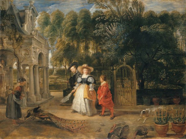 Rubens and Helena with their son Frans in the garden. (Alte Pinakothek, Munich)