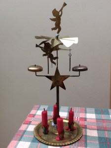 The angel chimes. (Memo to self: clean up, an buy new candles.)