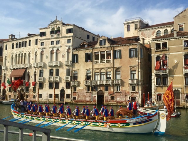 The procession: smartly turned-out representatives of Caorle, a coastal town north-east of Venice.