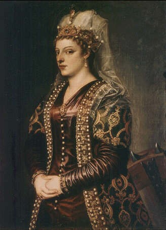 This glamorous and imaginary portrait was painted by Titian in 1542 and in now in the Uffizi, Florence.