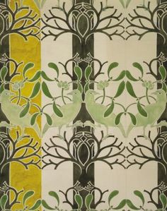 Wallpaper by C.F.A. Voysey (1857–1941), architect and designer who was a leading light of the Arts and Crafts Movement. 