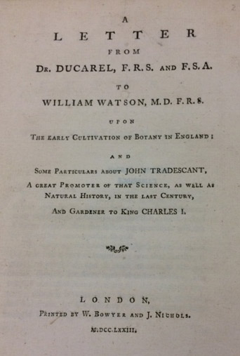 The title page of Ducarel's 1773 pamphlet.