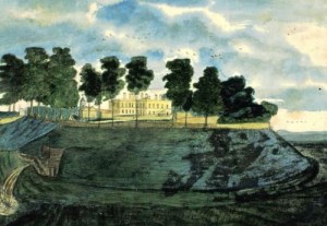 The now demolished house in the centre of Wandlebury Ring, the Iron-Age hillfort just outside Cambridge.