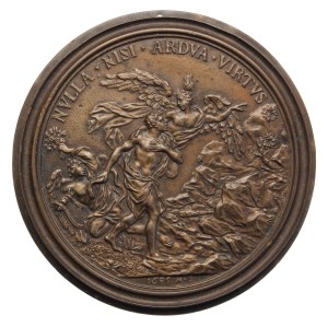 A bronze medal showing Hercules choosing the path of virtue: a compliment to Gian Gastone. (Credit: the Fitzwilliam Museum, Cambridge.)
